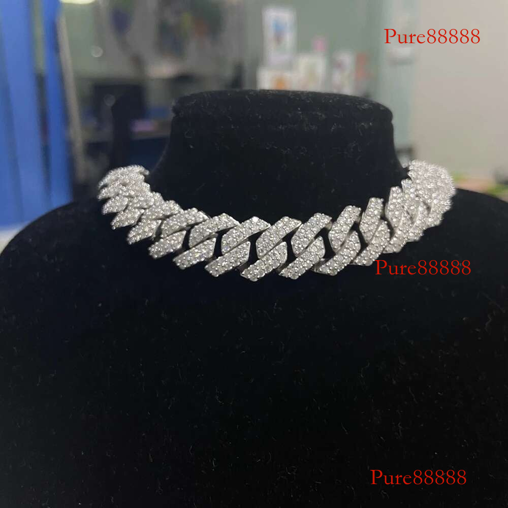 Meisidian 14mm Width 7 Inches Sliver Full White Moissanite Dia Yellow Gold Plated Cuban Hiphop Bracele On Sale