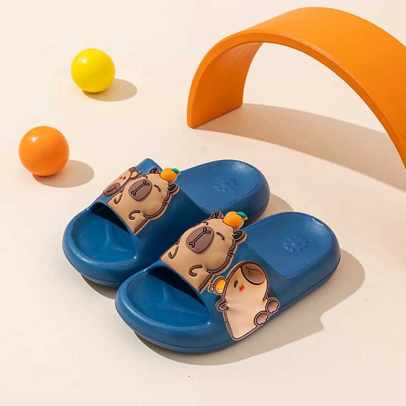 Cute Capybara Design Thick Sole girls boys Slippers Slides Bathroom Beach Indoor Sandals Summer Couple ShoesT250311