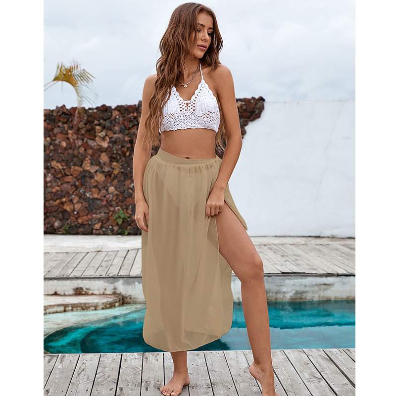 Summer New Vacation Perspective High Strap Skirt, Shrinking Waist To Show Thinning, Sexy Sunscreen Beach Skirt