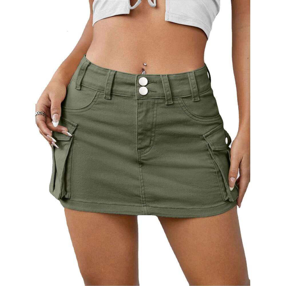 European American autumn ins street solid color low waist slim fit half skirt for women 2025 new style chic and elegant clothing