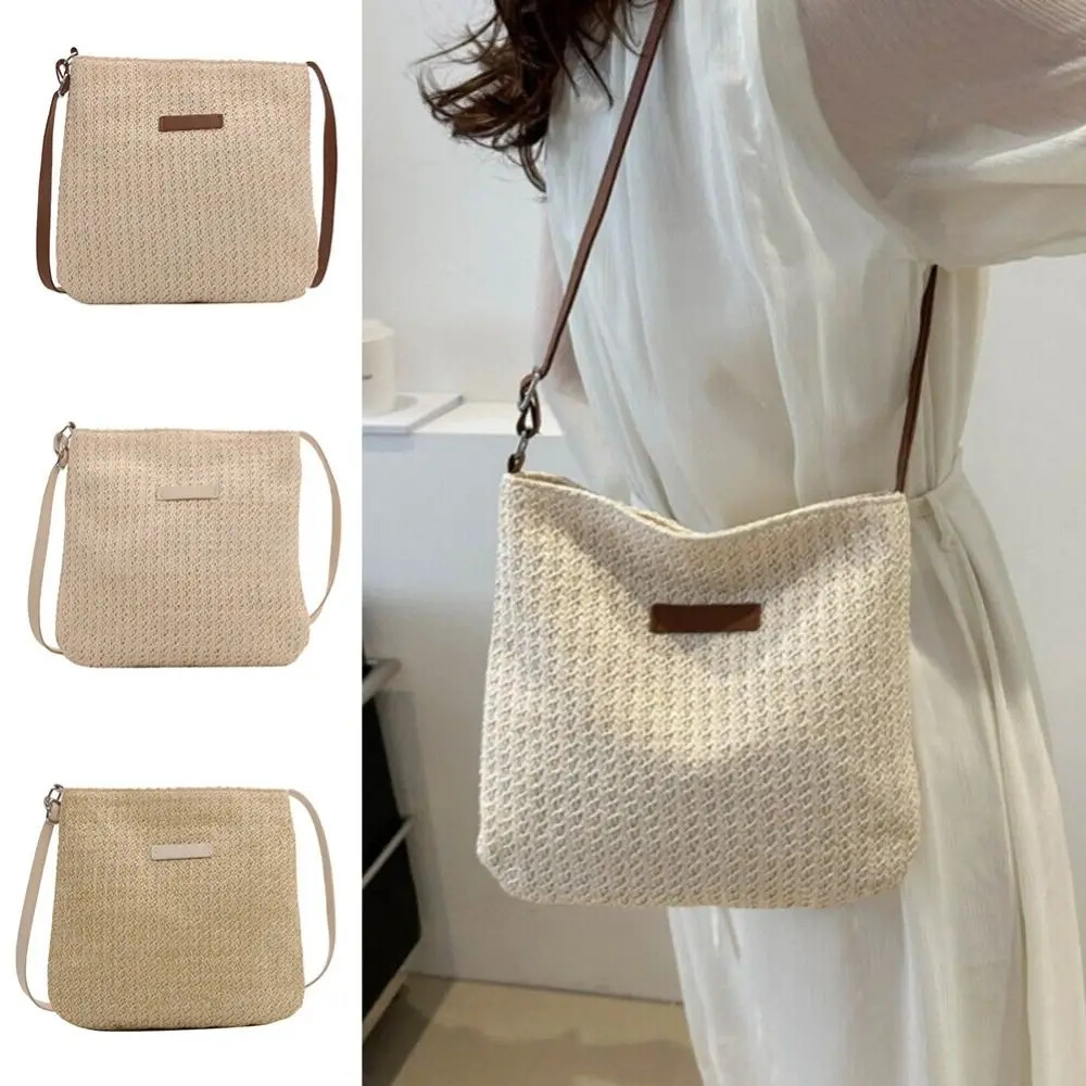 Ladies Fashion Summer Straw Crossbody Bag Women Beach Holiday Shopping Woven Shoulder Handbag Messenger Purses For Women Bags R250311