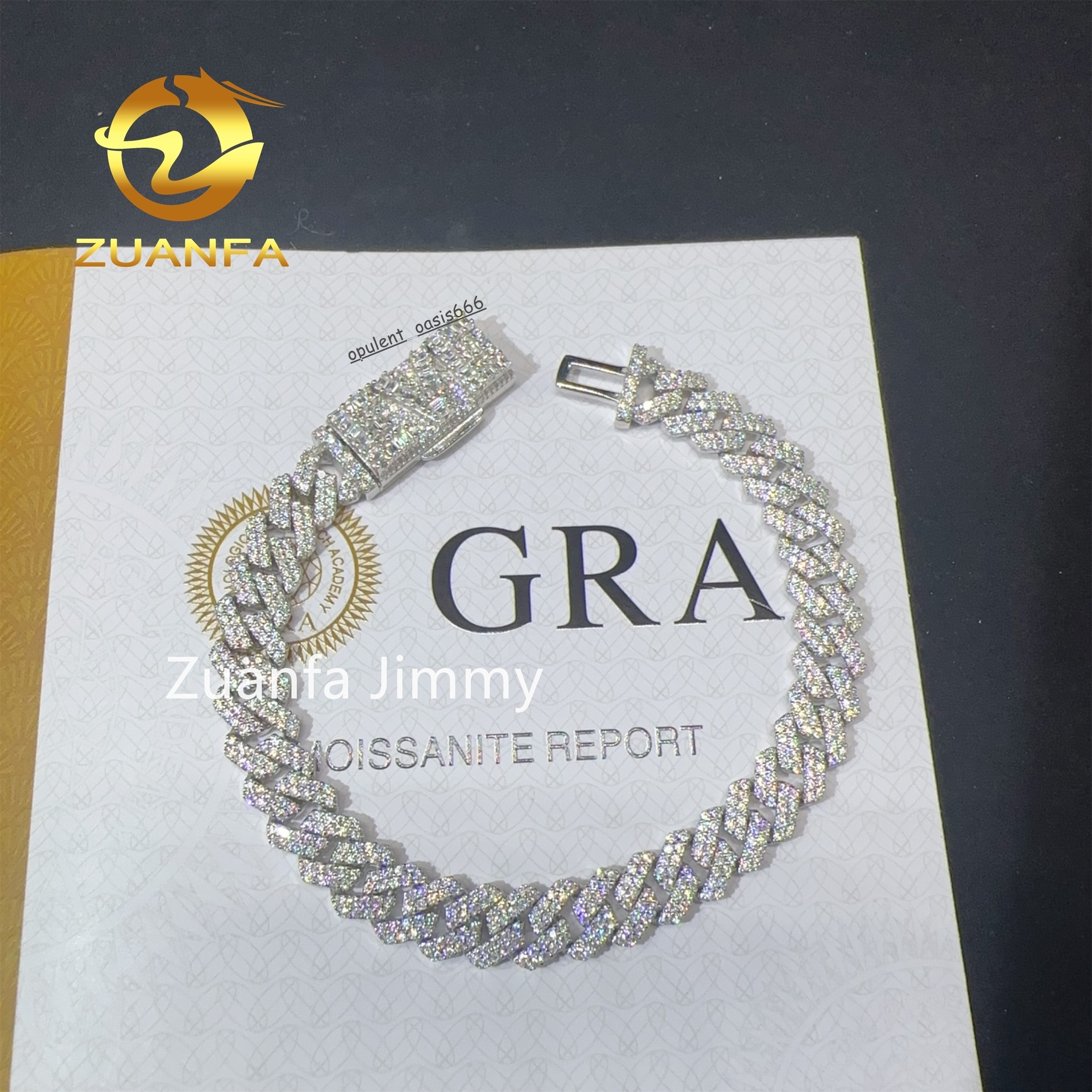 Popular Custom Name Lock 8mm Hip Hop Iced Jewelry 925 Sterling Silver Prong Setting VVS1 Moissanite Diamond Cuban Link Bracelet