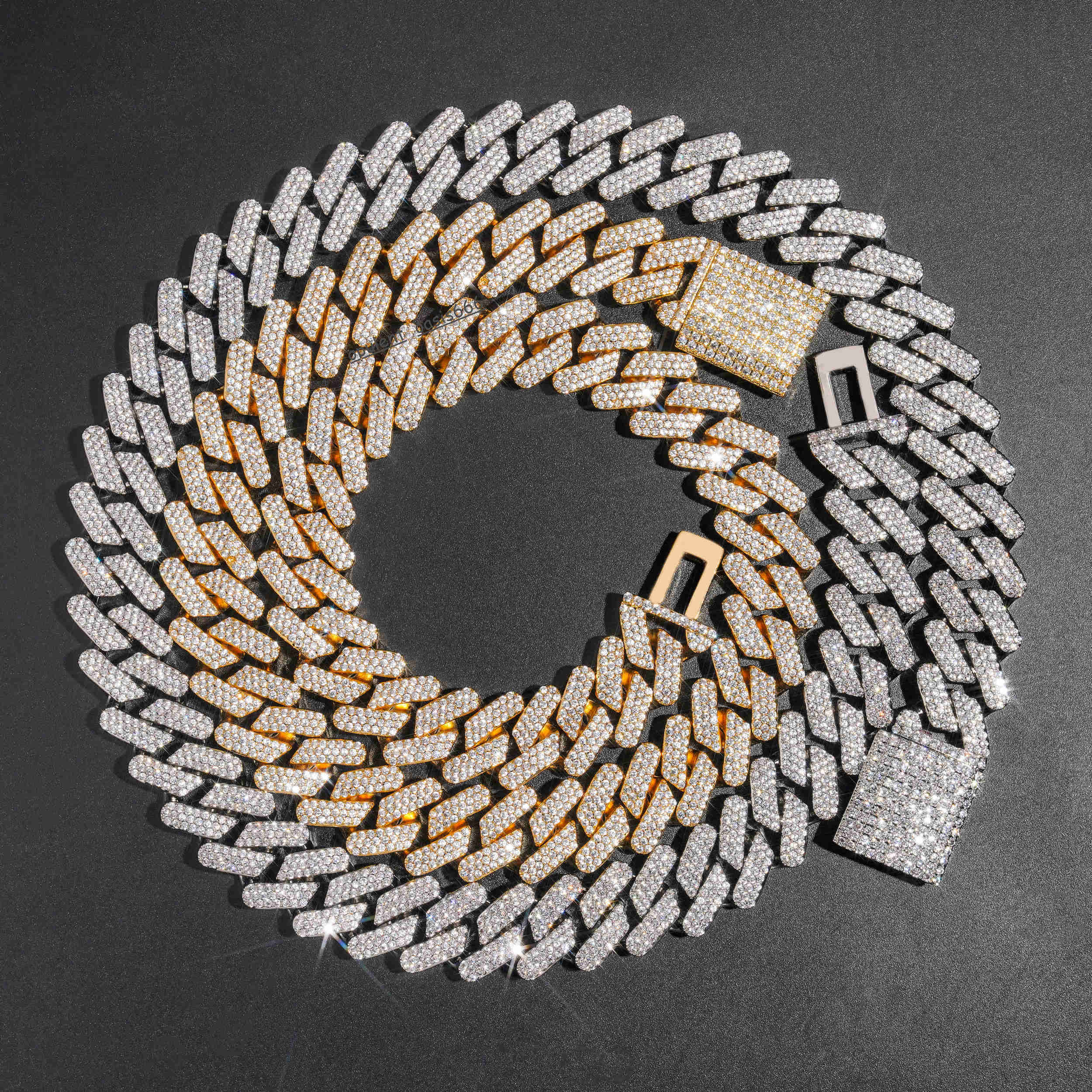 10k 14k Gold Plated One Row 12mm Miami Hip Hop Chain Iced Out Fashion Cuban Chain Moissanite 925 Silver Pass Diamond Test