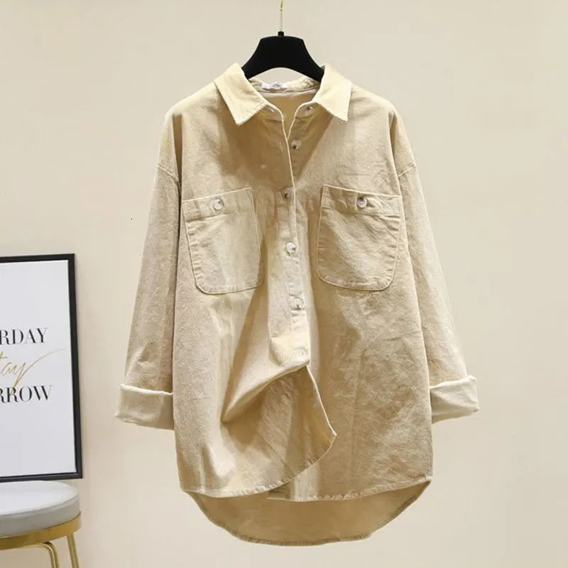 Pink Corduroy Cotton PoloNeck Single Breasted Long Sleeve Womens Blouse Shirt Casual Female Clothing Tops Fashion Autumn 250310