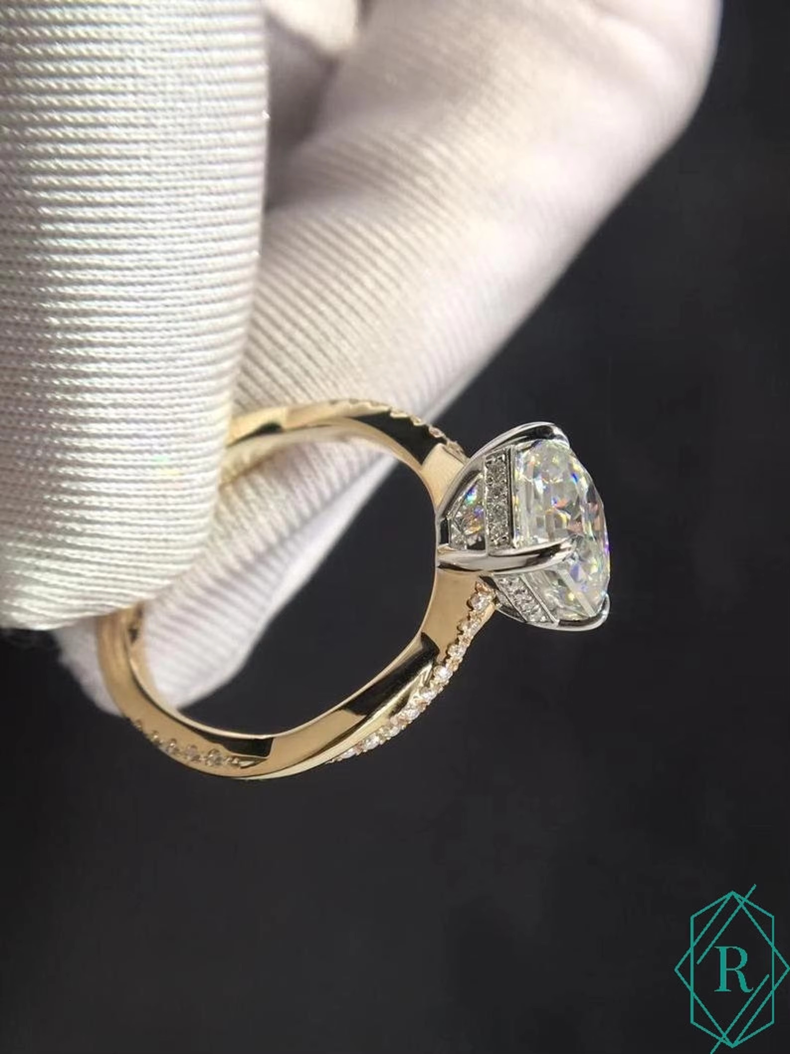 2.00 CT Square Radiant Cut Twist Shank Moissanite Engagement Ring