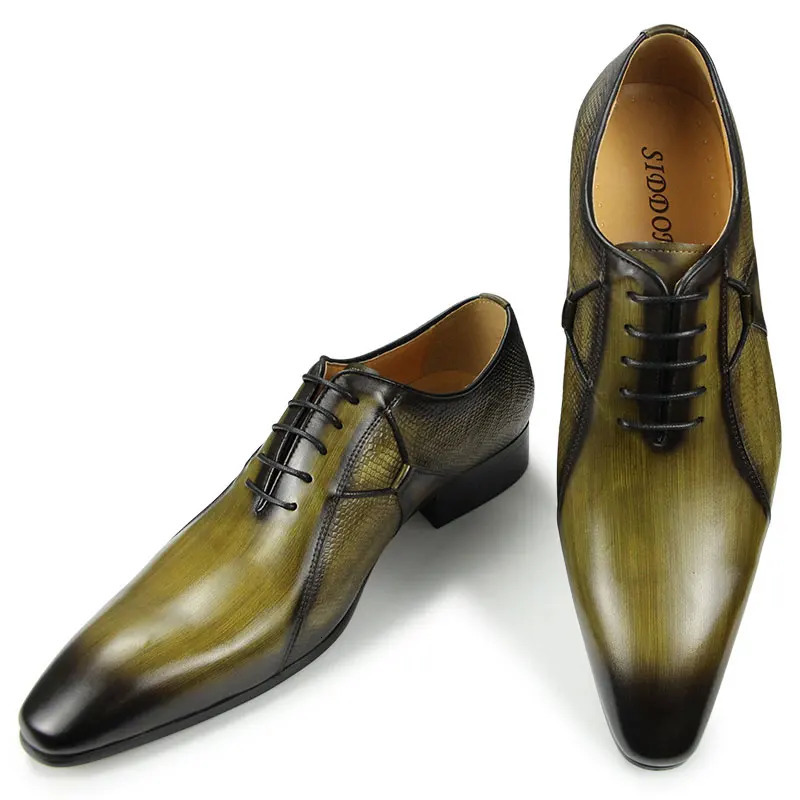 Mens Oxfords Leather Shoes for Male Office Formal Social Elegant Fashion Printing Shoe Match Suit Wedding Place High Quality 250310