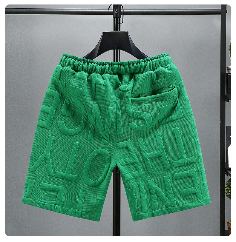 Letters Size 5XL 6XL 7XL Fashion Knitted Shorts Men Comfortable Elastic Waist Clothing Male Breathable Short Trousers 250310