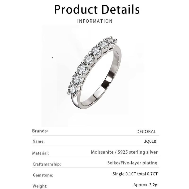 Factory Wholesale 0.7Carat Moissanite Wedding Band 3mm Round Shape Moissanite Jewelry Antique New Design for Wedding Band