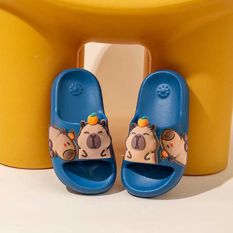 Cute Capybara Design Thick Sole girls boys Slippers Slides Bathroom Beach Indoor Sandals Summer Couple ShoesT250311
