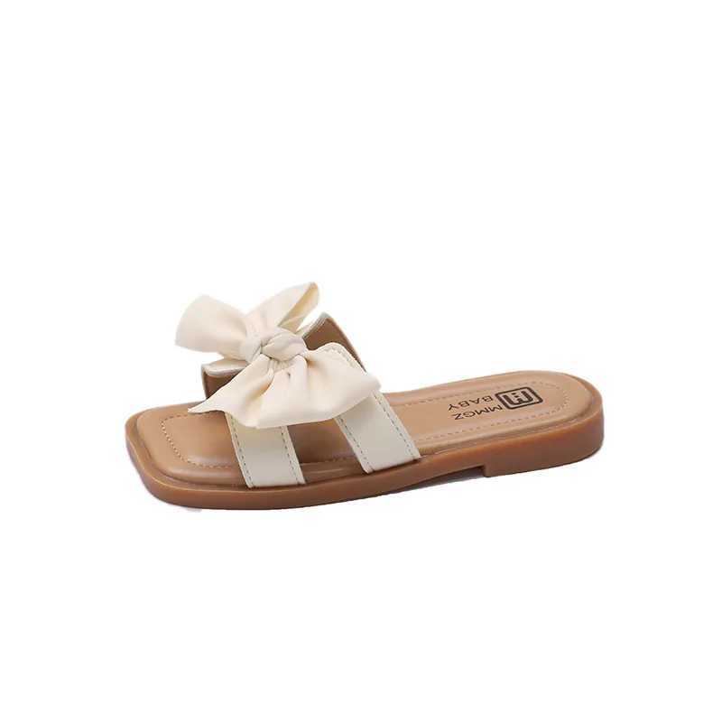 Girls Slippers Bow Elegant Fashion Kids Shoes Drop Shipping Simple Non-slip Spring New Chic Children ShoesT250311