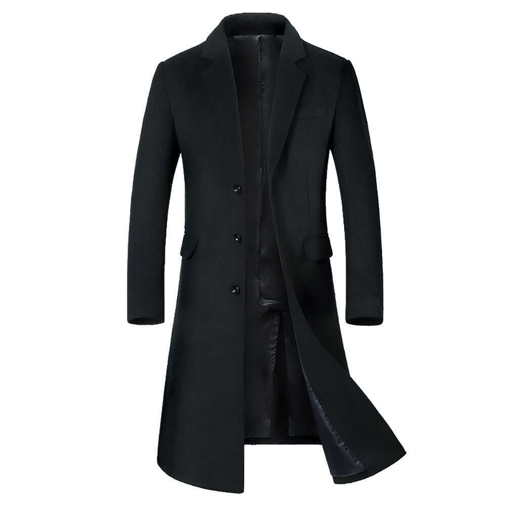 Woolen Extended Thickened Woolen Coat, Business Casual, Middle-Aged And Young Men's Coat