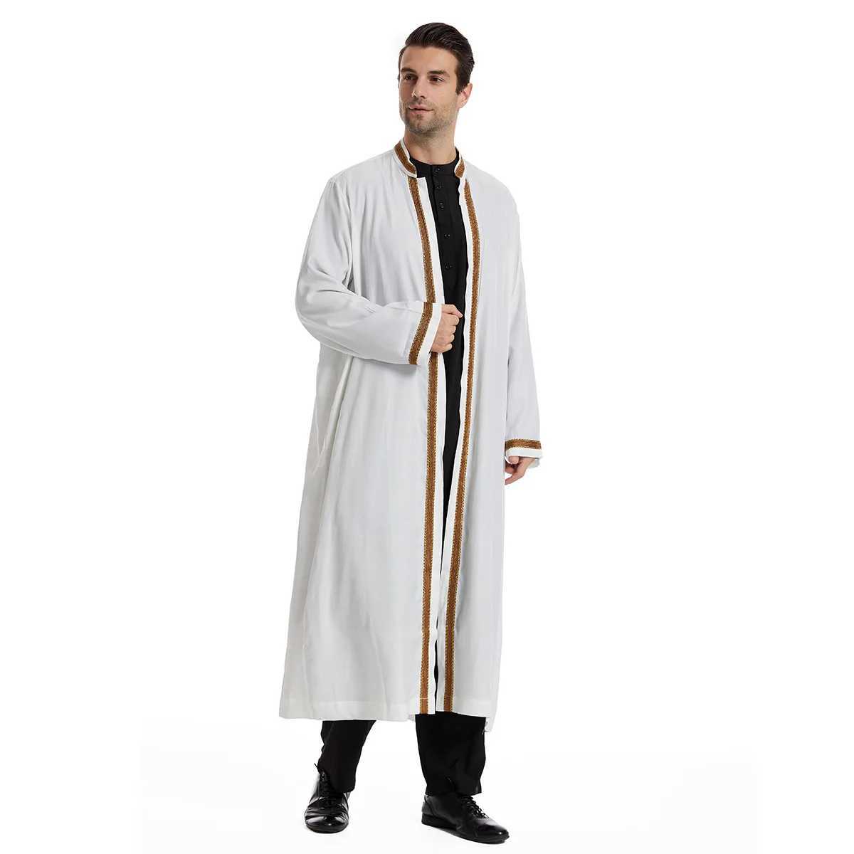 Middle East Mens Dress Traditional Stand Collar Cardigan Dishdasha Kaftan Eid Muslim Islamic Abayas Ramadan Morocco DubaiXJ250310