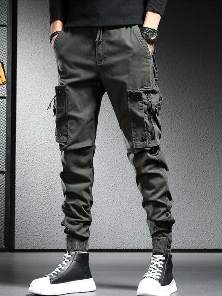 High Street Hip hop Retro Multi Pocket Work Pants Men s Fashion Designer Brand Jeans Loose Wide Leg Straight Leg Casual Pants 2025 Summer New Item