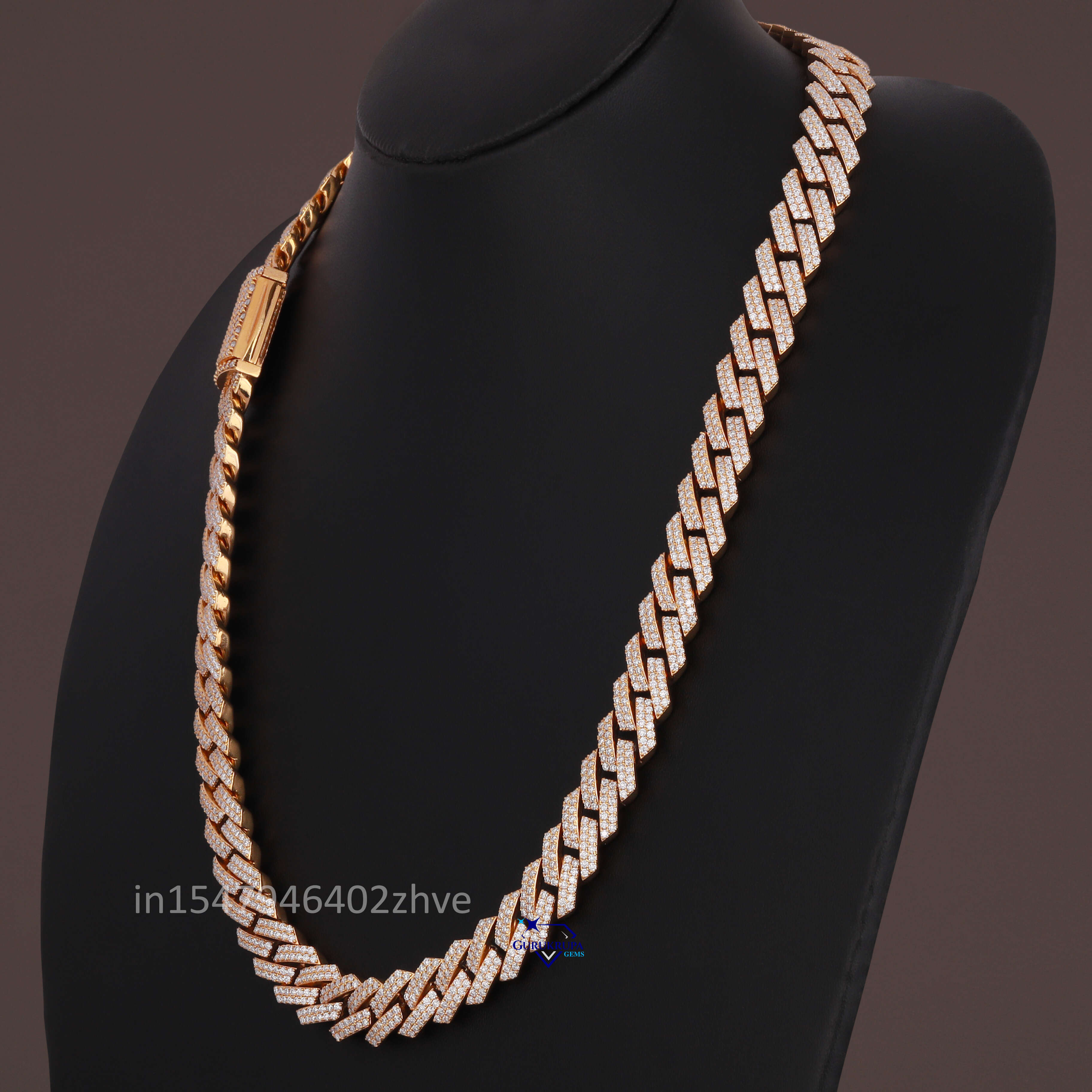 Sophisticated Bold Cuban Chain in 14 KT Yellow Gold Moissanite Round Cut Pass Dia Tester Necklace for Women