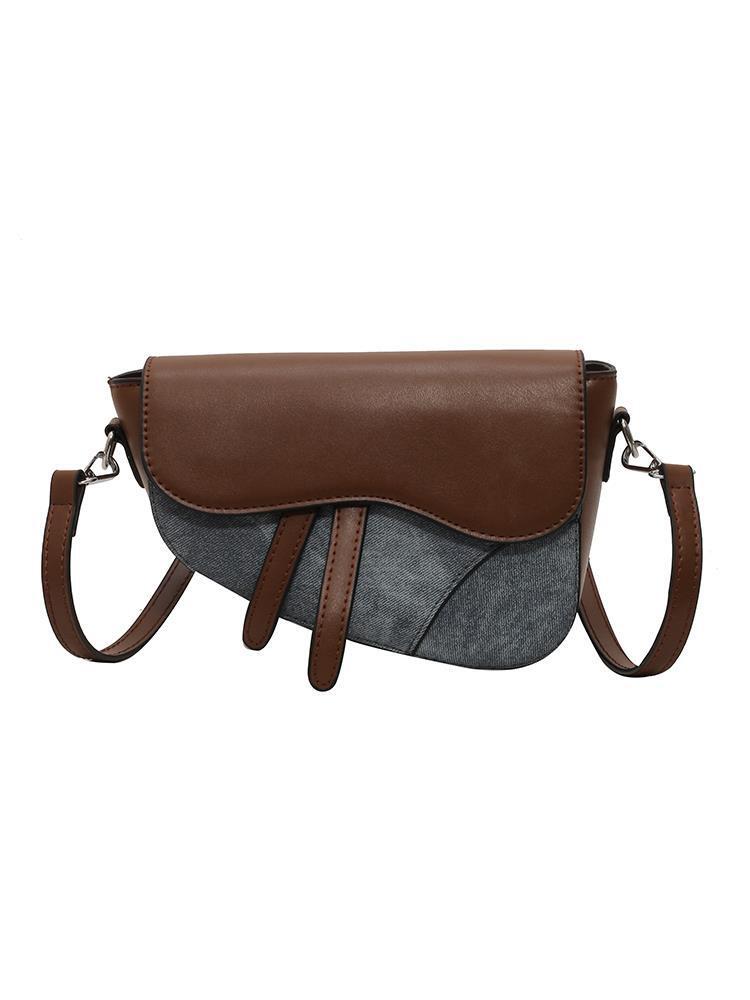 Niche Design Small For Women 2023 New Trendy Fashion Contrasting Color Saddle Premium Texture Single Shoulder Crossbody Bag