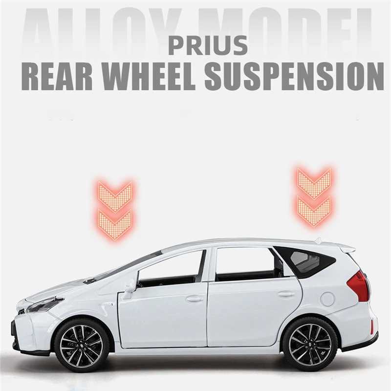 New Arrival 1/32 TOYOTA PRIUS Alloy Car Model Diecast Metal Toy Vehicles Car Model High Simulation Sound and Light Collection Childrens Gift T250311