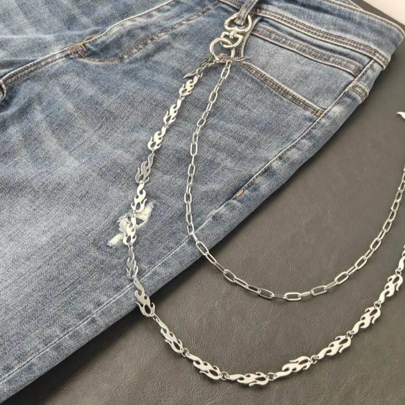 2025 Model Flame Wing Pants Chain Punk Hip Hop Ones Waist Accessories Fashionable Men And Women Key Chain Pendant 250303