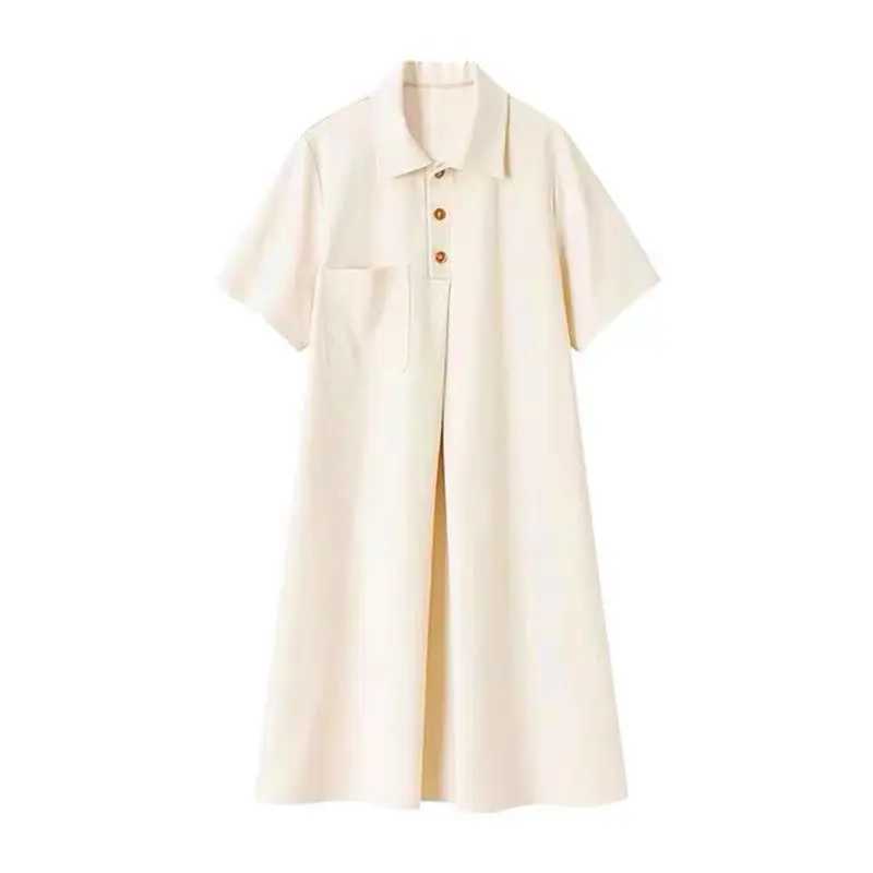 New Womens Pregnant Dress Summer Polo Collar Dress for Women Fashionable Short-sleeved Casual Outdoor DressT250311