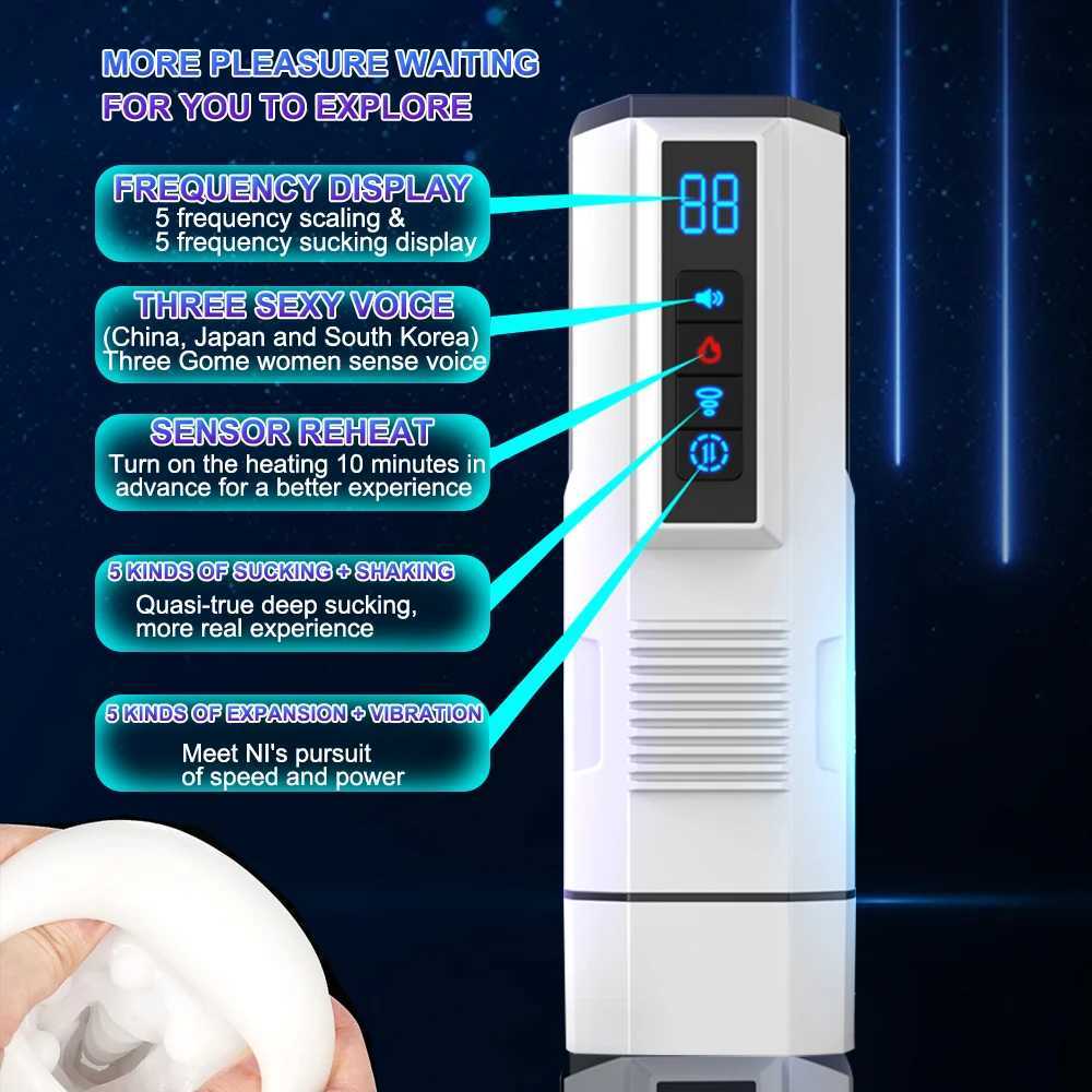 Automatic Male Masturbator Cup Telescopic Heated Sucking Pussy Blowjob Machine Thrusting Vibration Masturbation Sex Toy for Men W250311