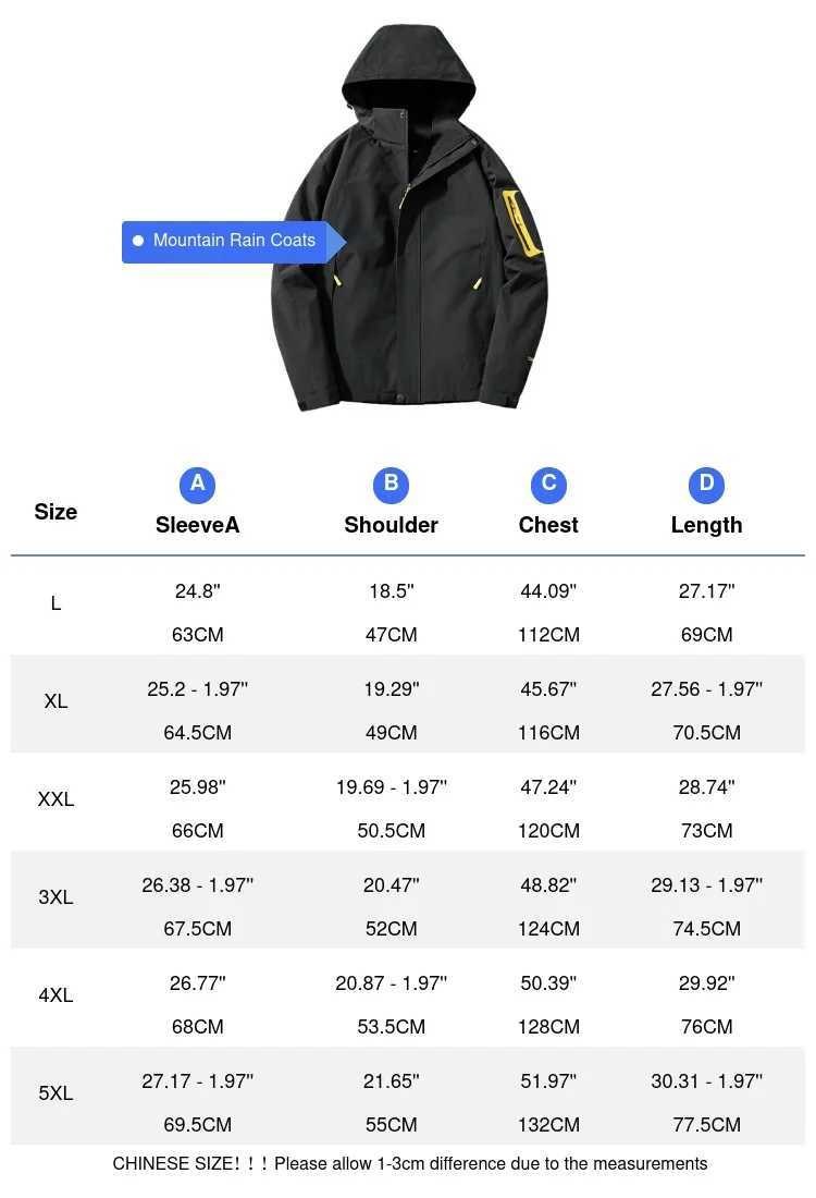 DIMUSI Mens Mountain Waterproof Ski Jacket Windproof Rain Jacket Spring Autumn Outdoor Windbreaker Warm Hood Coat Clothing 5XLT250311