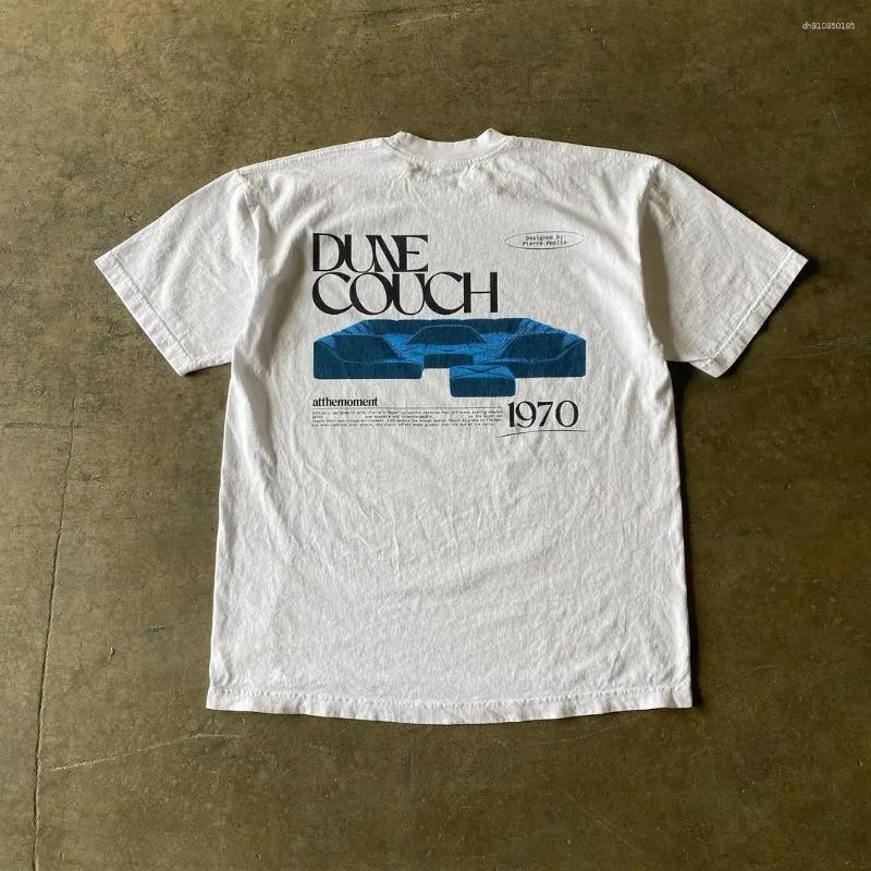 Men's T Shirts Look At The Letter Pattern Printed Brown Short Sleeved T-shirt Street Harajuku Retro Casual Loose Sports On Back