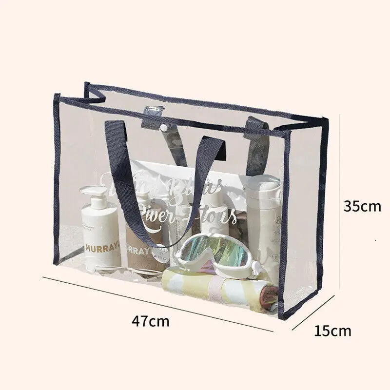 Fashion Women Clear Tote Pvc Laser Waterproof Transparent Handbags Female Large Shopper Shoulder Bag Summer Beach Portable Pouch R250311