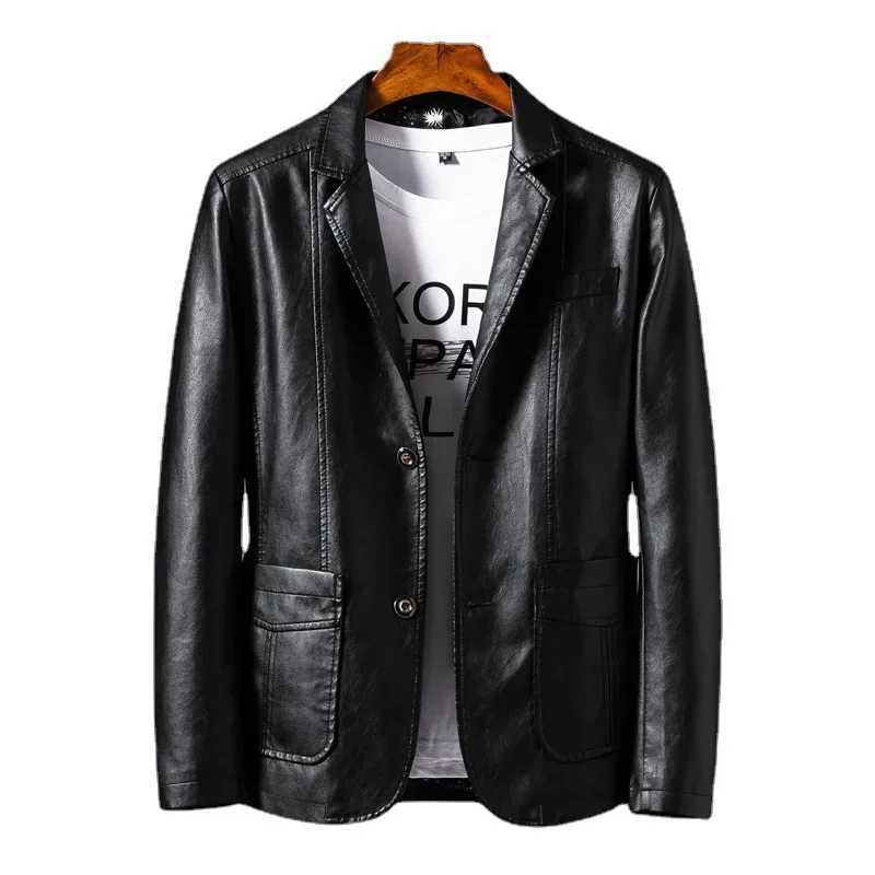 Mens leather jacket Korean version casual suit jacket Spring and Autumn youth suit PU leather slim fit motorcycle jacketT250311
