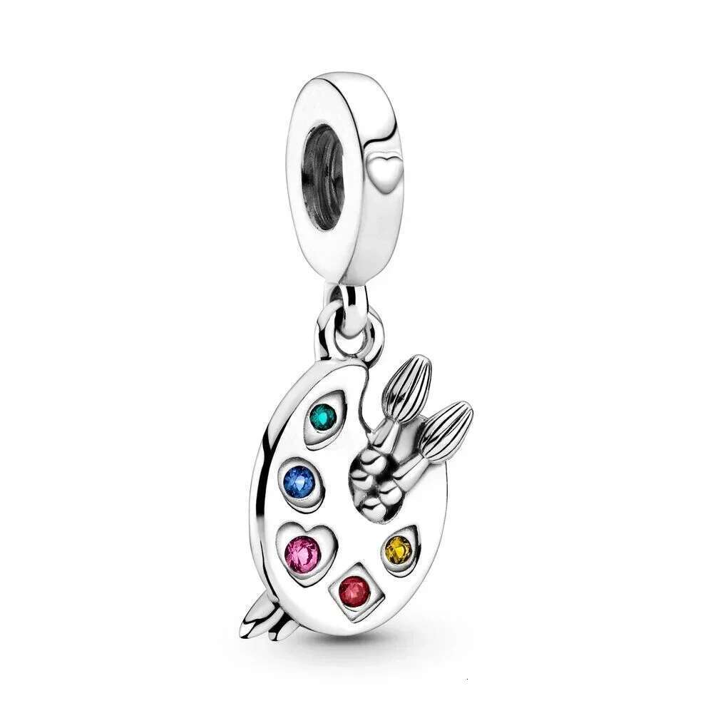 2021 New 925 Sterling Silver Pretty Heart Mum Blue Dreamcatcher Charm Artist's Palette Dangle Charm Bracelet Gift