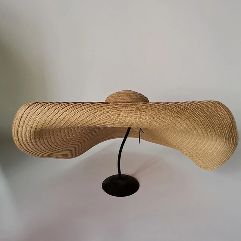 70CM Summer Large Wide Brim Foldable Sun Hats For Women Oversized Sun Shade Hat Travel Straw Hat Lady UV Protection Beach Hat 250311