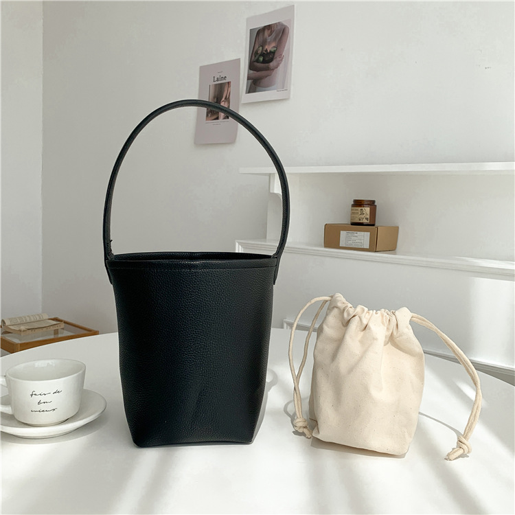 Large capacity handbag underarm cylinder bag pu matte leather bucket bag