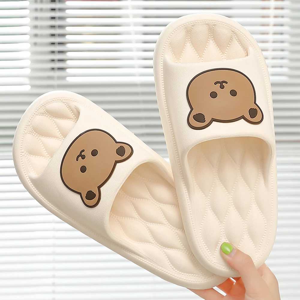 ZHIDA Childrens Shoe Summer Slippers Cotton Bear Home Slippers Anti Slip Bathroom Slippers Casual Fashion Soft Sole SlipperT250311