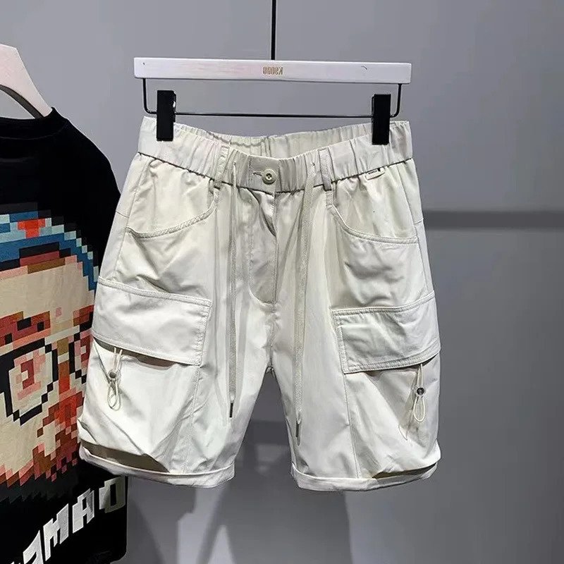 Multi-pocket workwearinsYouth Pure Cotton Casual Shorts Mens Summer Street Fashion Loose Straight Shorts 250310