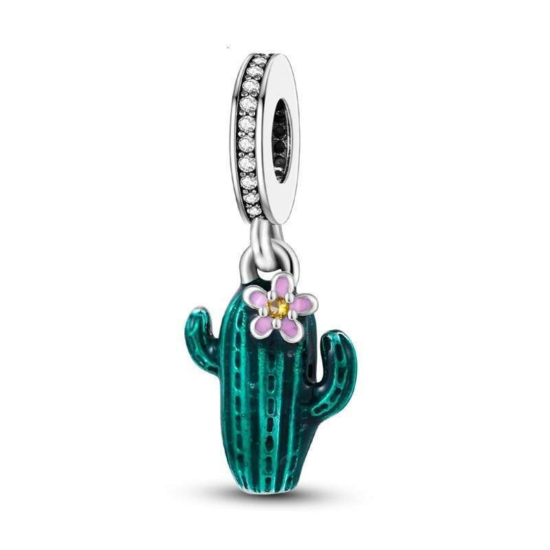 925 Sterling Silver Cute Mushroom Charms Cactus pendant Bicycle beads DIY bracelet necklace for women jewelry making gift