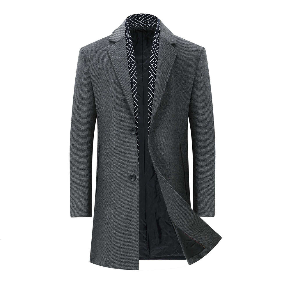 2023 Autumn/Winter New Windbreaker Suit Collar Business Casual Mid Length Dad's Fur Coat Men's