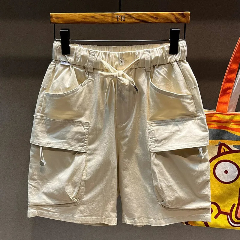 Multi-pocket workwearinsYouth Pure Cotton Casual Shorts Mens Summer Street Fashion Loose Straight Shorts 250310