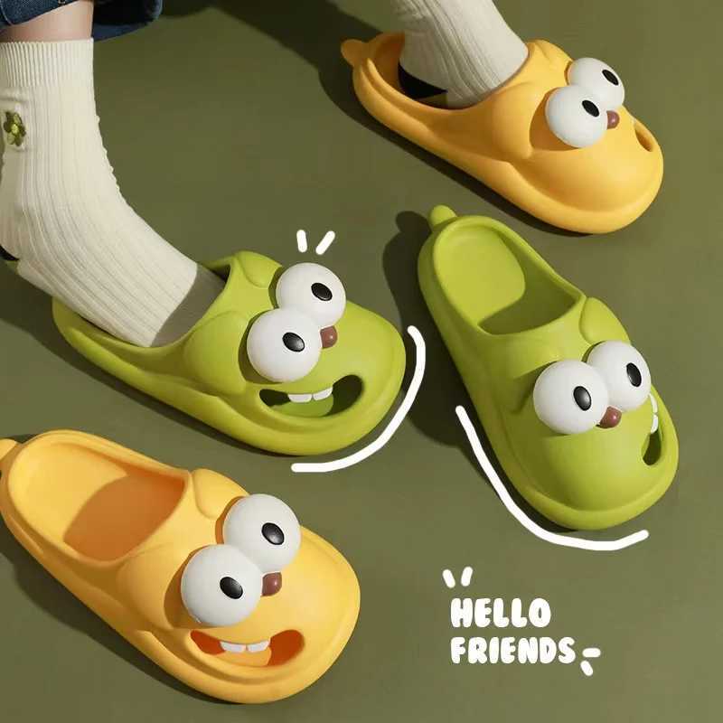 WomenS Cartoon Slippers Summer Beach Cloud Big Eyes Dog Kawaii Slides Sandals Funny Flip Flops Indoor Outdoor Soft Non SlipT250311