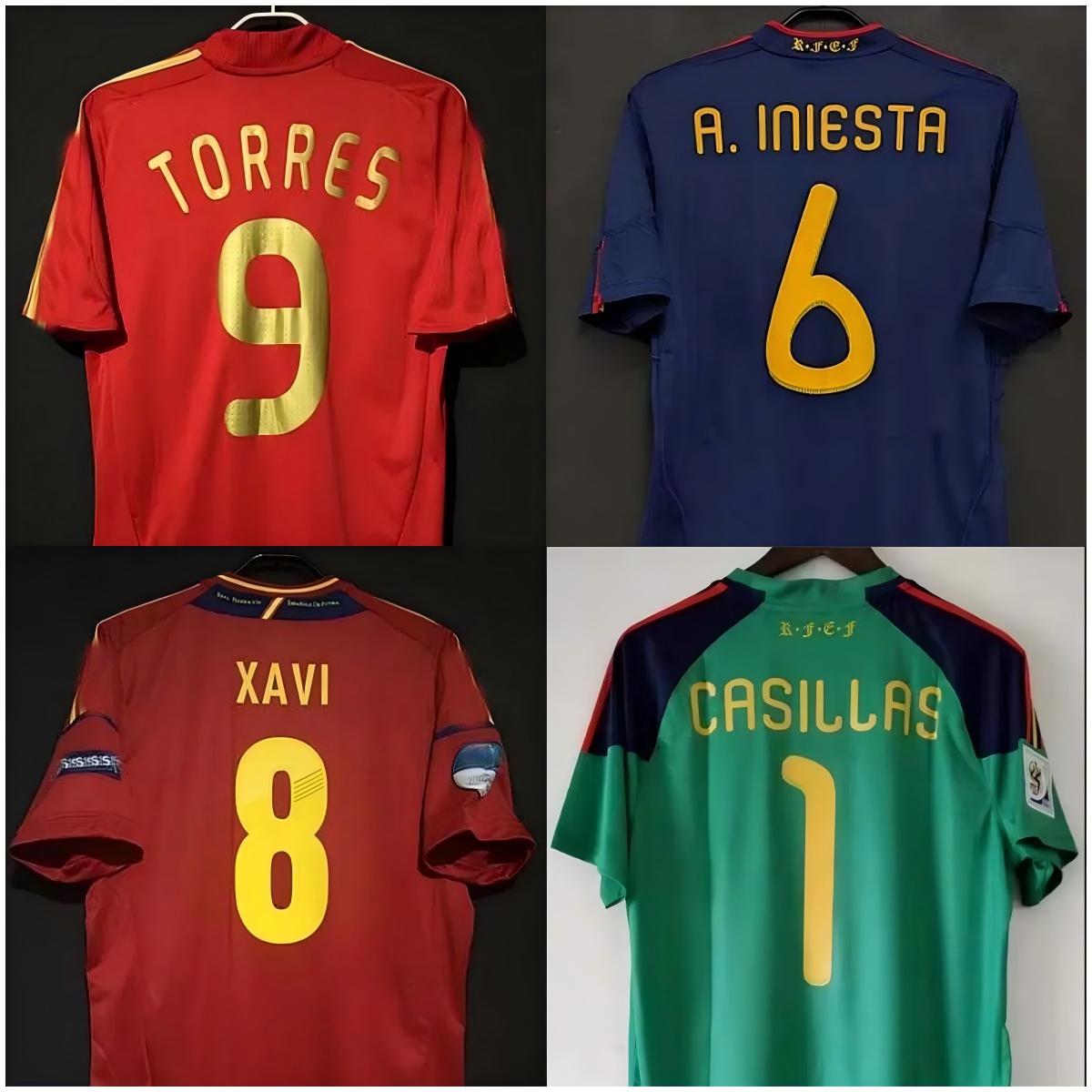 Retro Spain Soccer Jersey 1996-2024 World Cup Football Shirt RAUL XAVI Hierro LUIS ENRIQUE ALONSO Caminero Iniesta PUYOL PIQUE TORRES