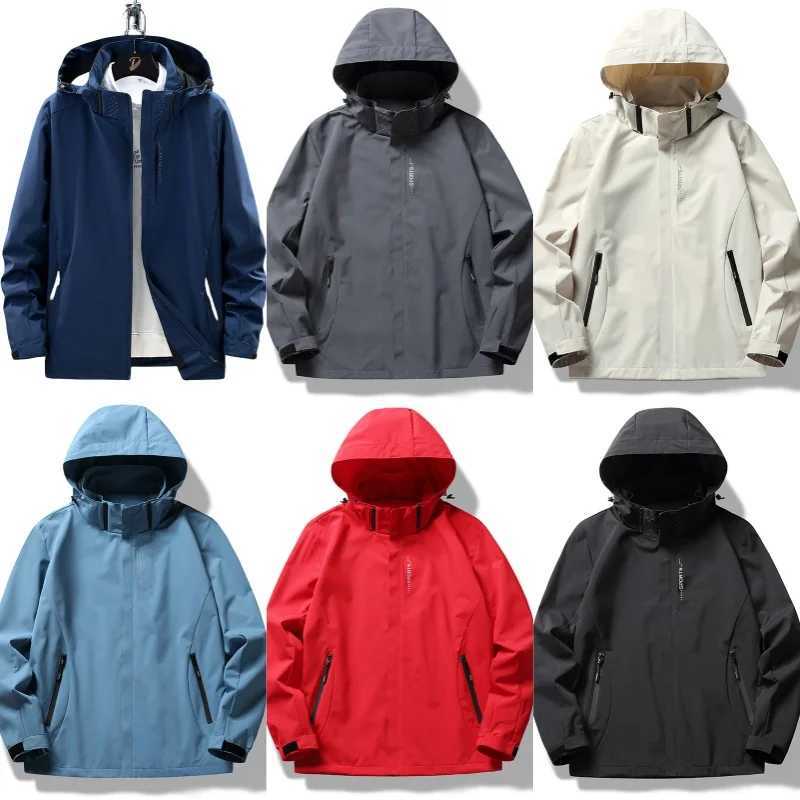 Outdoor Waterproof Windbreaker Mens Tactical Detachable Cap Camping Fishing Coat New Spring plus size Casual Lightweight JacketT250311
