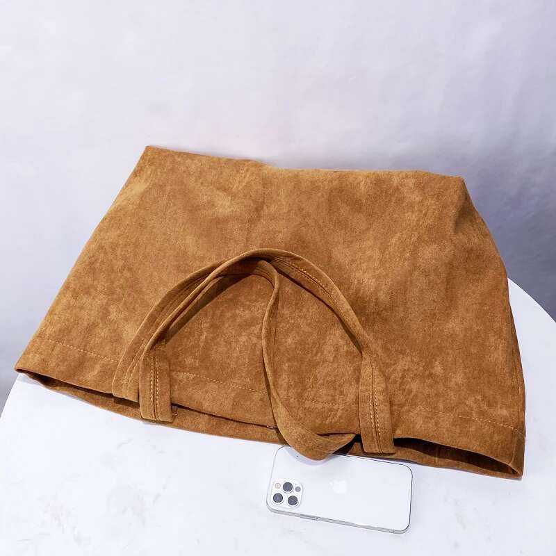 Oversize Soft Faux Suede Tote Bags For Women Designer Handbag Purses 2024 New In Vintage Large Capacity Underarm Shoulder