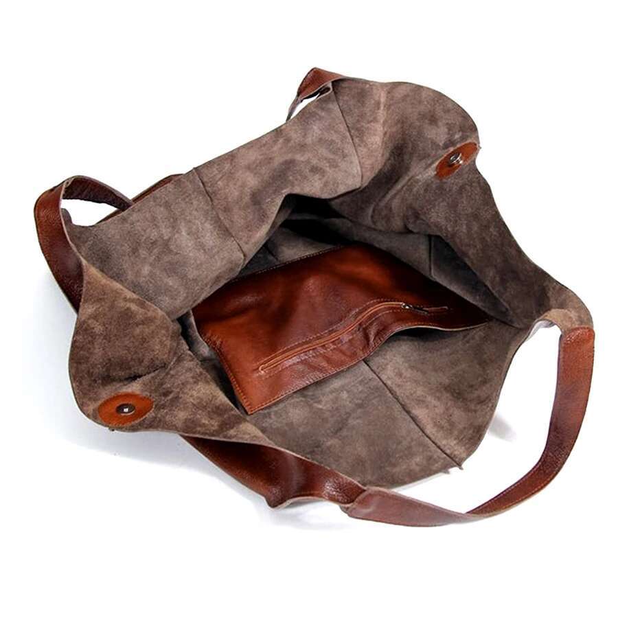 Designer Aged Metal Look Pu Leather Shoulder Bags Casual Soft Large Capacity Tote Women Handbags Retro Big Shopper Purses