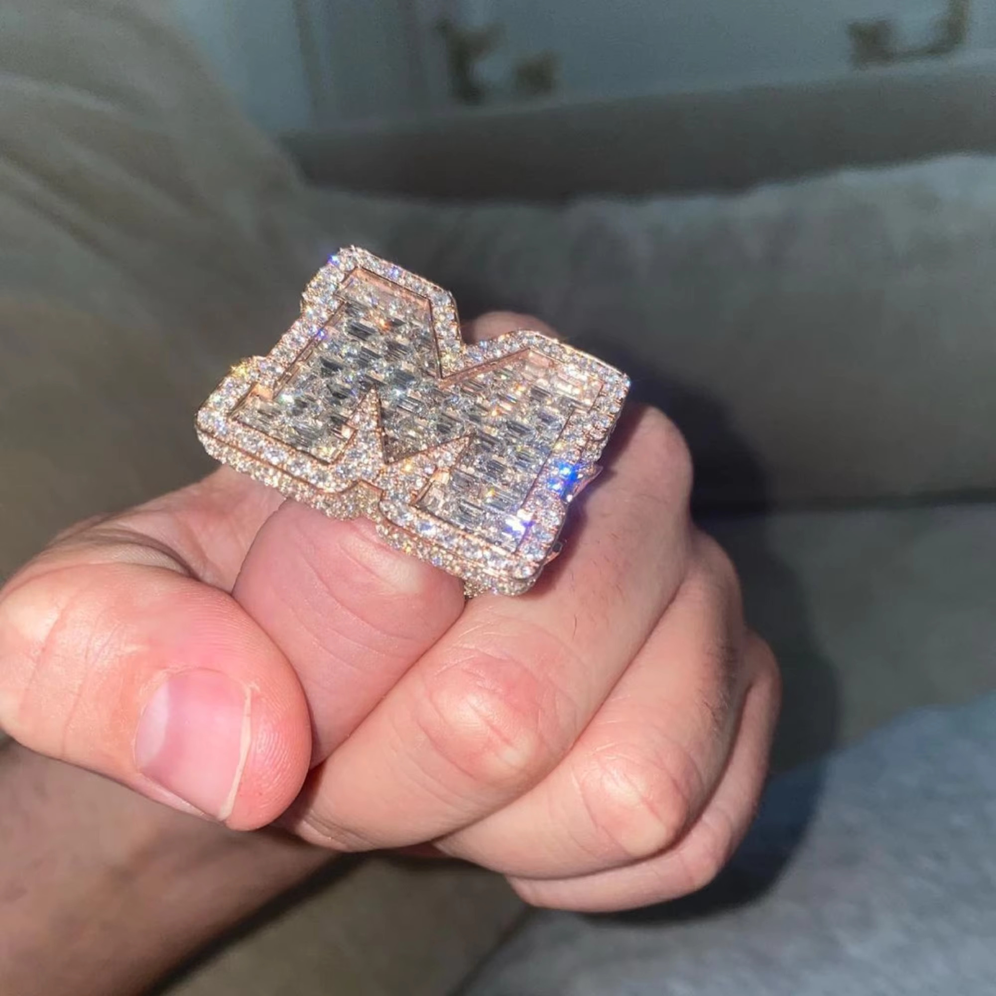 Wholesale Factory Price Moissanite Jewelry 925 Silver Iced Out Diamond Men Rings Hip Hop Moissanite Ring