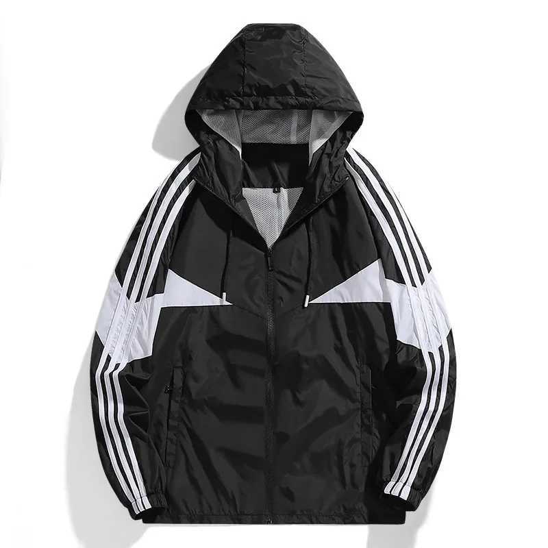 2024 Spring Autumn Mens Sporty Loose-Fit Work Jacket Plus Size Casual Hooded Cardigan For Middle-Aged And Young PeopleT250311
