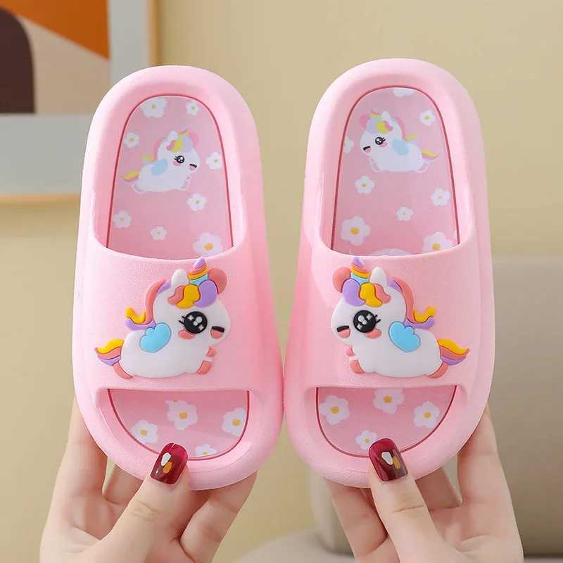 Summer Cartoon Childrens Slippers Girl Unicorn Slipper Kids Cute Indoor Home Bathroom Shoes Boy Dinosaur Flip Flops EinhornT250311