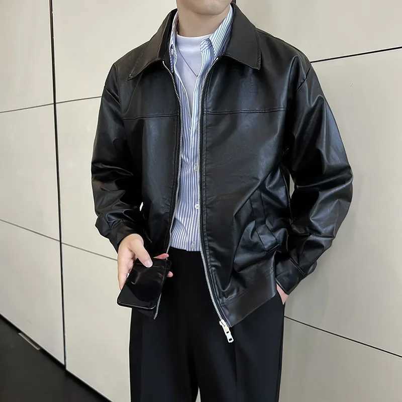 American Style Street New Mens Jacket Spring Autumn Biker Leather Jacket Loose-Fit Lapel Trendy Brand Casual JacketT250311