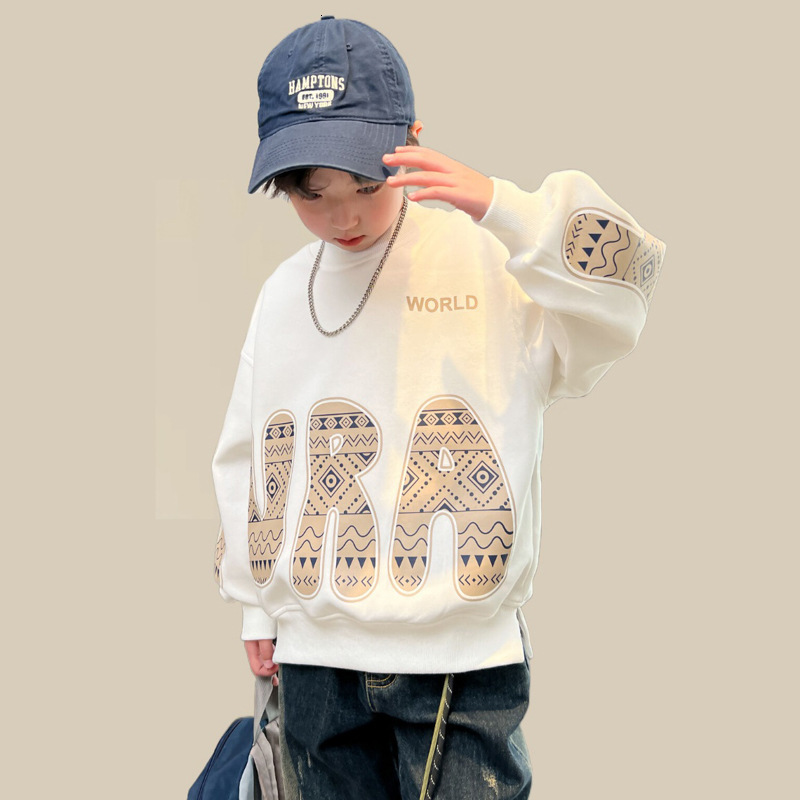 Ddmyshoesvip Boys Trendy Brand Hoodie New And Autumn Top Mid Sized Children S Spring Clothing Western Style Explosive Street