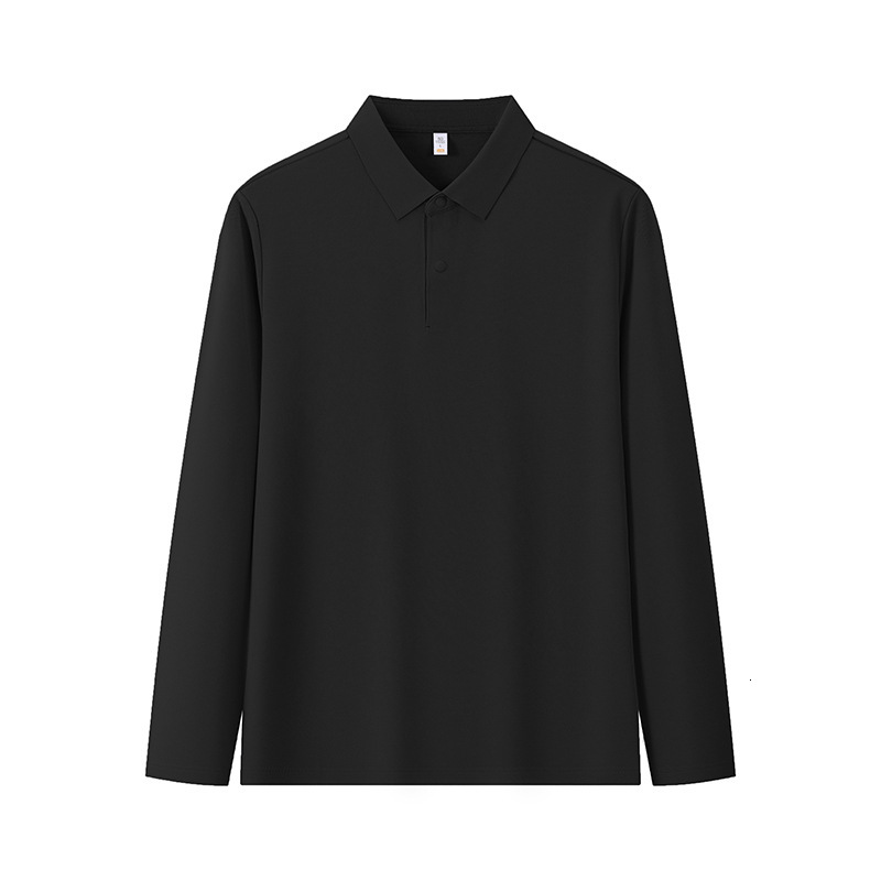 Youth mulberry silk long sleeved polo shirt business casual solid color trend autumn and winter versatile t-shirt men's new style tracksuit