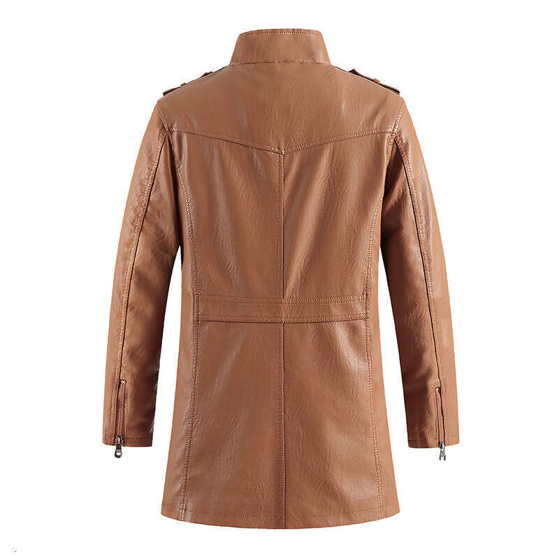 Coat, Windbreaker, Leather Men's Mid To Long Autumn Winter New Style, High-End Casual Jacket, Rugged And Handsome