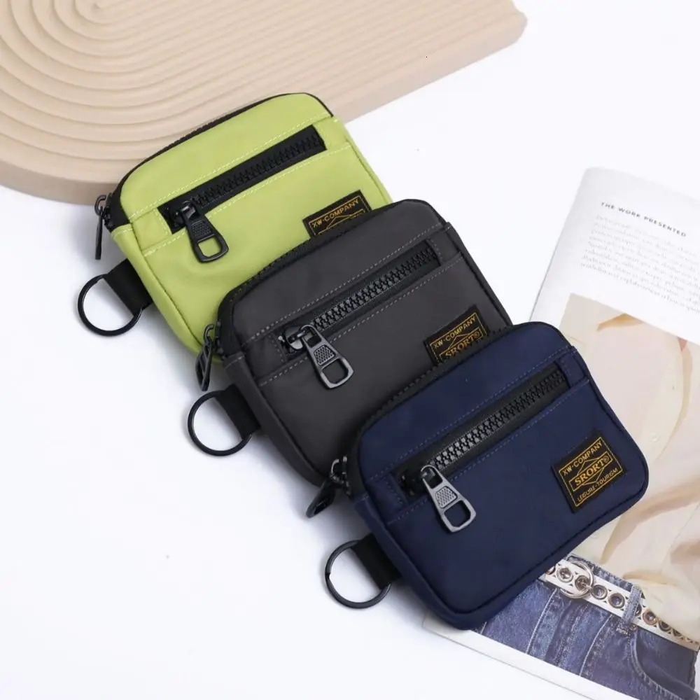 Casual Mens Coin Wallet Canvas Zipper Short Retro Keyholder Small Money Bag Trend Youth Mini Handbag 250311
