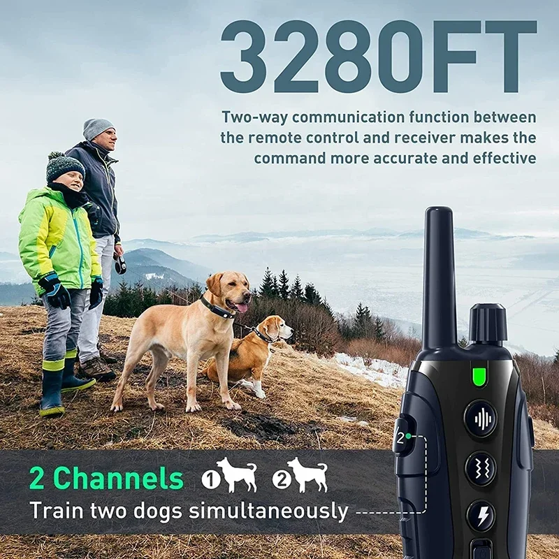 1000m Smart Dog Training Collar with Remote Electric Shocker Suitable for Preventing Dog Barking Pet Behavior Training Supplies