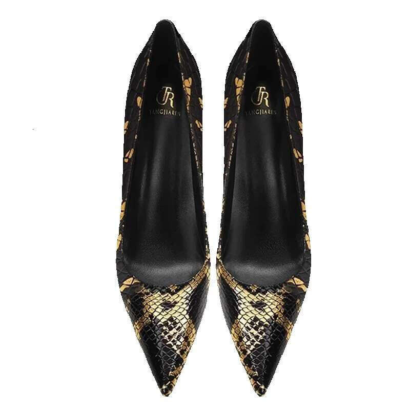 High Heel Fyluan European And American Style Women Cm Snake Pattern Fashion Pointed Toe Slim Heel With Party Single Shoes